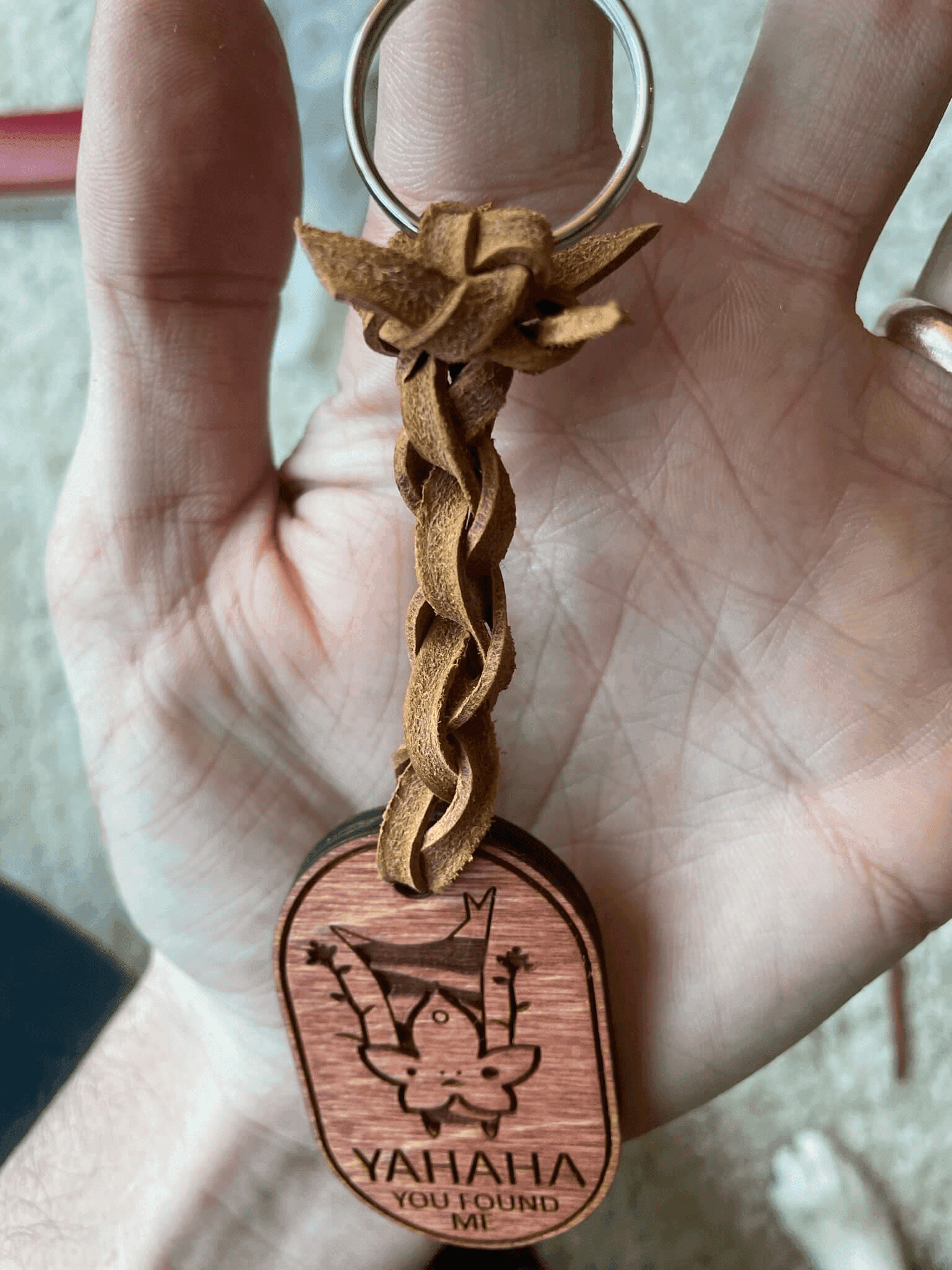 hanging keychain with leather